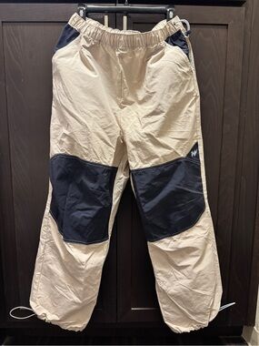 Without Walls Beige and Navy Two-Tone Jogger Pants Y2K Baggy